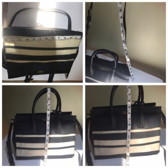 Kate Spade CAMERON Street Stripe Candace Satchel Tote Crossbody Canvas Leather - Picture 6 of 16